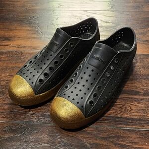 Black and Gold Native shoes